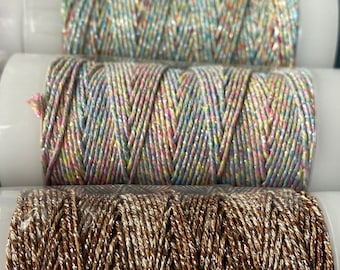 Metallic Twisted Cord: Glitter Beading Thread, Jewelry String (12 Colors)