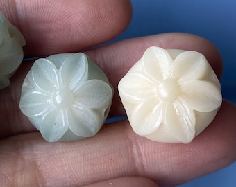 2 Natural Bodhi Root Flower Beads: Mala Making Supplies (14-16mm)
