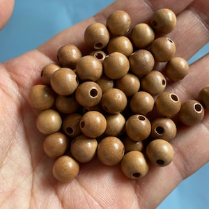 50 cuentas espaciadoras redondas talladas en madera de durazno de 6 mm, 8 mm y 10 mm, cuentas sueltas de madera, cuentas de joyería para bricolaje, cuentas de mala, cuentas de yoga