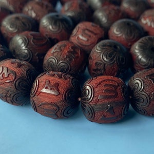 Natural Wood Engraved Tibetan Buddhist OM Mantra Barrel Bead 12*12 mm,Om Mani Padme Hum,Wood Prayer Beads,Mala Beads,Yoga Beads