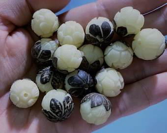 Natural Bodhi Root Lotus Beads: Wood DIY Accessories (10 PCS, 12-15 mm)