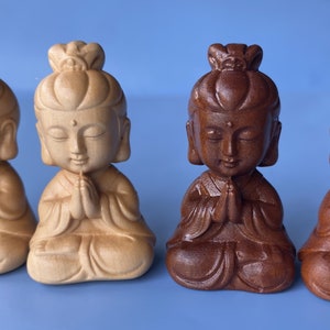 2 PCS Natural Boxwood /Peachwood Carved Guanyin Charm 23*20*40 mm,Mala Making Wood Pendant,Prayer Pendant,Buddhism Beads,DIY Accessories