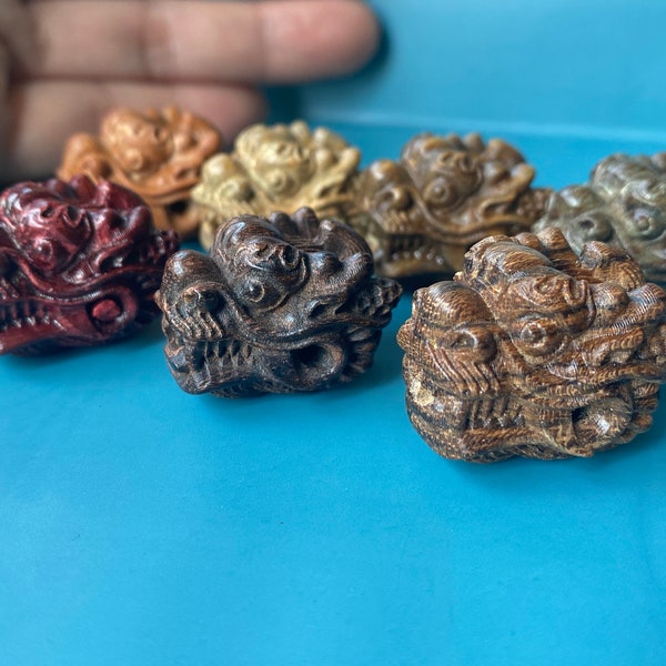 Sandalwood Carved Dragon Head Beads 22*24*20 mm,Mala Making Beads,Prayer Beads,Mala Beads,Yoga Beads,Buddhism Jewelry Beads