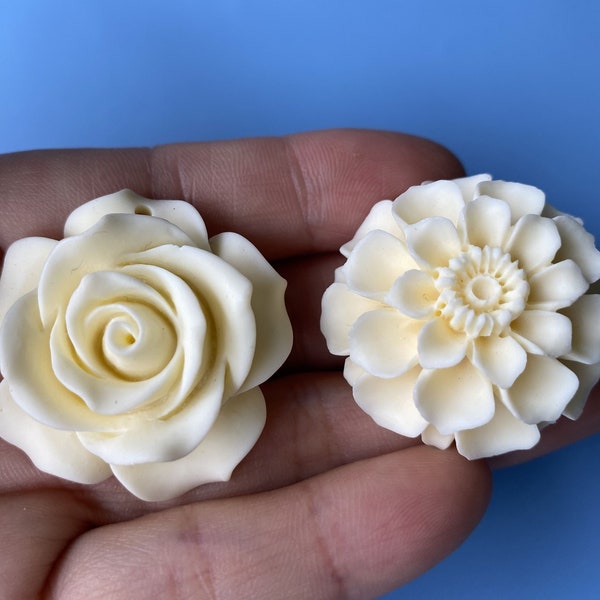 Tagua Nut Powder Mixed With Glue Carved Flower Charm 20*35 mm,Flower Pendant,White Jewelry,Handwork Charms, DIY Accessories