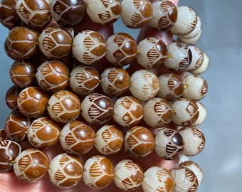 Full Strand Carved Lotus Bodhi Root Beads: DIY Buddhism Accessories