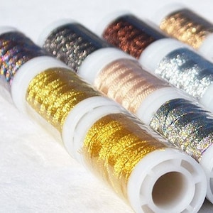 0.2-0.8 mm-Metallic Twisted Cord Non-Stretch 12 Cords Lot,DIY Jewelry String,Glitter Cord,Beading Wrap,Metallic Passing Cord,For Handcrafts