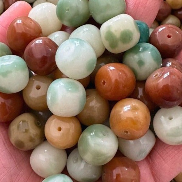 Weathered Bodhi Carved Colorful  Loose Spacer Beads 11-14 mm,Beading Supply,Loose Beads,Barrel Beads,Buddhism Beads, DIY Accessories