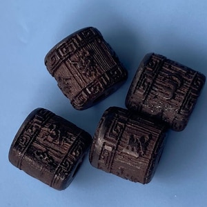 2 PCS Natural Wood Engraved Tibetan Buddhist OM Mantra Barrel Bead 6*6 mm,Om Mani Padme Hum,Wood Prayer Beads,Mala Beads,Yoga Beads