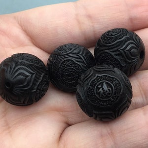 2 PCS Blackwood Bead 18 mm,Black Wood Bead,Round Beads,Wood Spacer Beads,DIY Findings,Prayer Beads,DIY Jewelry Making