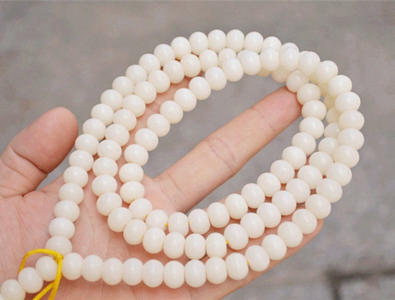 Bianco Bodhi Apple Beads 8/6 mm 9 x 7 mm 10, 8 mm 11, 8 mm 13, 10 mm 11, 9 mm, borlinei di Bodhi, perline sciolte Bodhi, perline buddismo, gioielli fai da te immagine 8