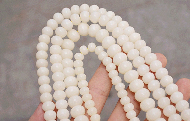 Bianco Bodhi Apple Beads 8/6 mm 9 x 7 mm 10, 8 mm 11, 8 mm 13, 10 mm 11, 9 mm, borlinei di Bodhi, perline sciolte Bodhi, perline buddismo, gioielli fai da te immagine 6