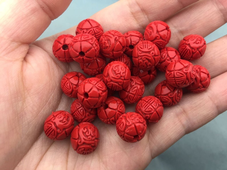 50 PCS Cinnabar FU Beads 8 mm 9 mm 11 mm 13 mm 15 Etsy