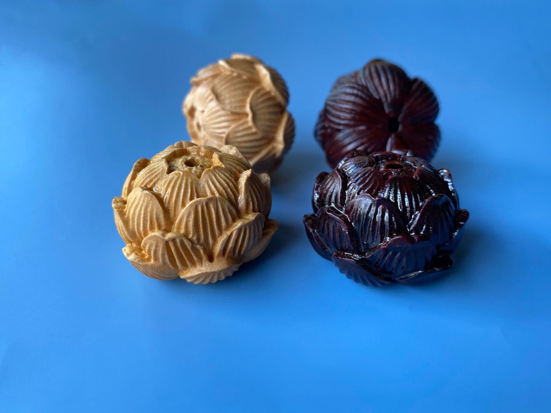 Wood Carved Lotus Beads 2315 Mm,mala Making Beads,carved Beads,wood