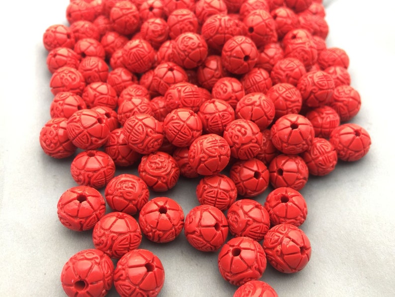 50 PCS Cinnabar FU Beads 8 mm 9 mm 11 mm 13 mm 15 Etsy