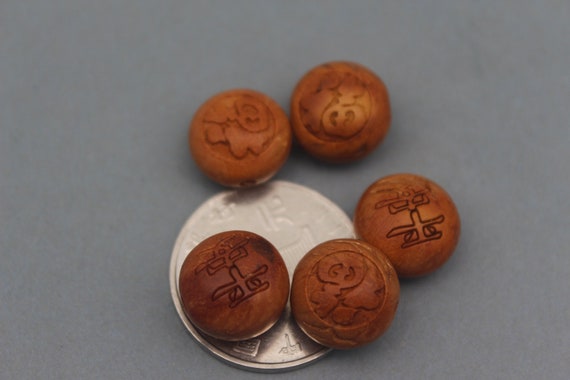 10pcs Natural Peach Wood Carving Beads Craft Wooden Bead DIY Jewelry Making  Bead