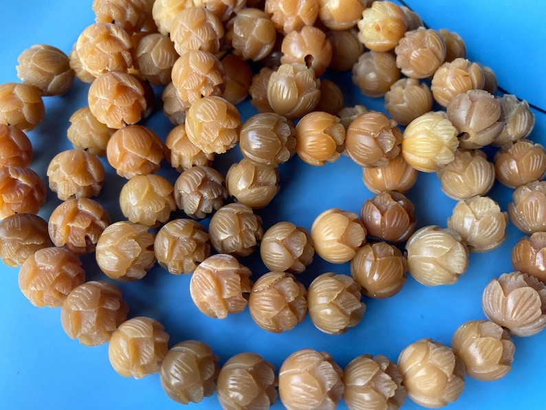 Full Strand Weathered Bodhi Root Carved Lotus Beads 1314 Etsy