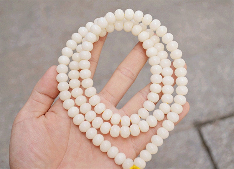 Bianco Bodhi Apple Beads 8/6 mm 9 x 7 mm 10, 8 mm 11, 8 mm 13, 10 mm 11, 9 mm, borlinei di Bodhi, perline sciolte Bodhi, perline buddismo, gioielli fai da te immagine 9