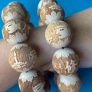 Natural Camphor Wood Carved Buddha  Mala Beads 20 mm,Wood Spacer Beads,Mala Making,Buddhism Beads,DIY Jewelry,Mala Beads,Prayer Beads