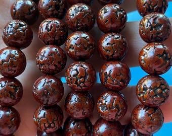 Cuentas de semillas de Rudraksha Bodhi naturales de 10 mm: Joyería budista para hacer tú mismo