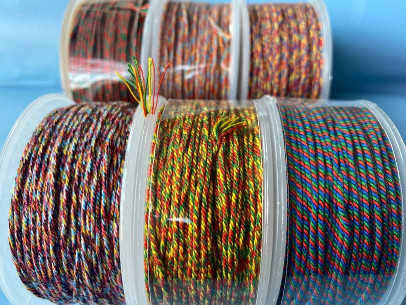 1.0/1.2/1.5 mm 30 Metri Cordoncini di cotone colorati per gioielli fai da te 39 colori, cordoncini di perline, cordoncini colorati, cordoncini di filo, avvolgimento di perline, per gioielli immagine 1