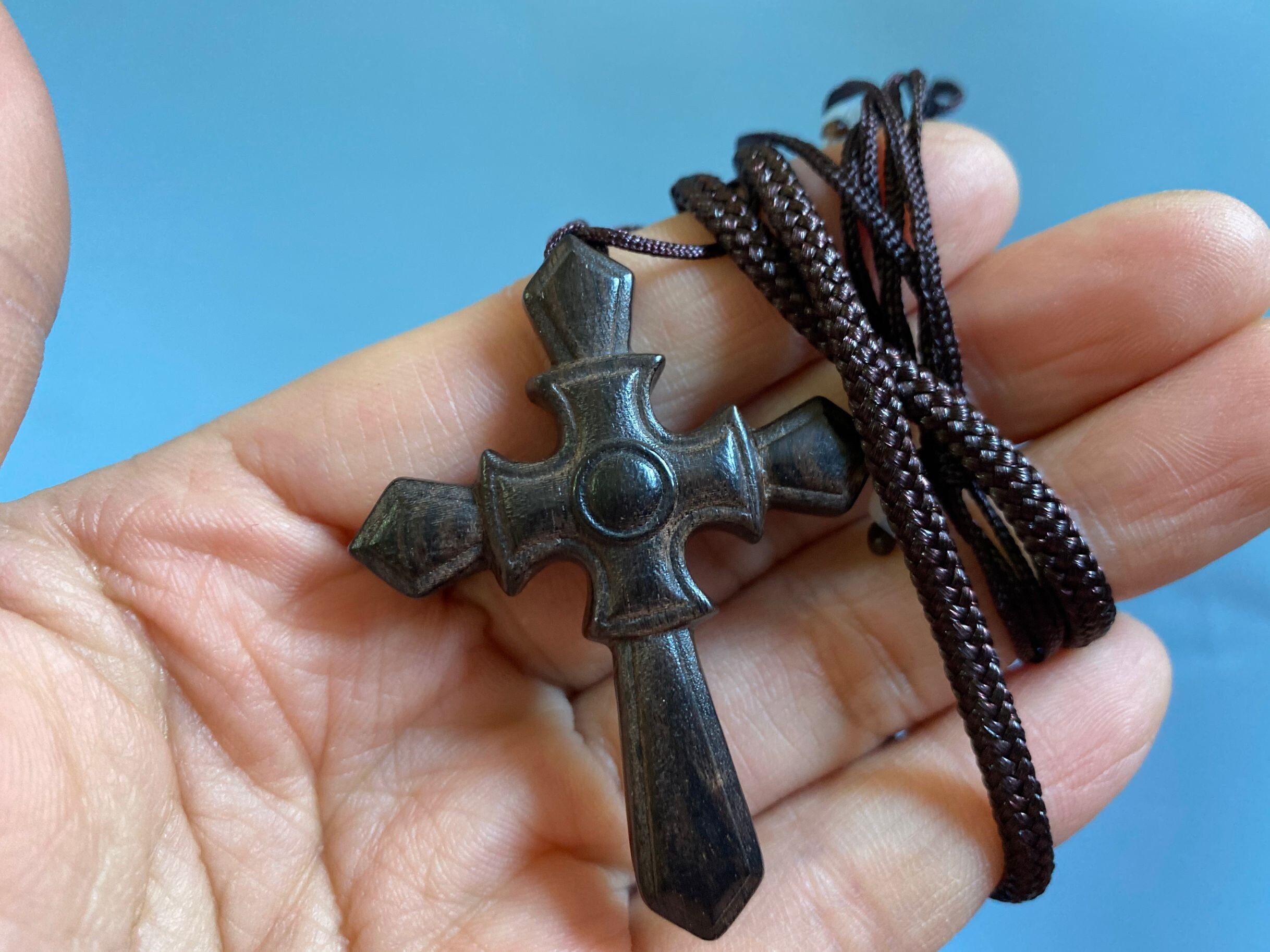 Achat-Kreuz-Anhänger, 10 Mm, Geschnitzt, Schwarz, 40,6 Cm Kette, Für Armbänder & DIY-Schmuck