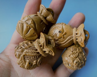 注目ショップ・ブランドのギフト Engraved Wood Peach Natural PCS 2 Fish Money Leaf Lotus & 小物