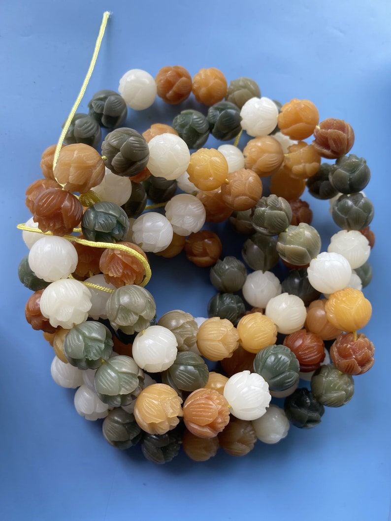 Full Strand Weathered Bodhi Root Carved Lotus Beads 1314 Etsy