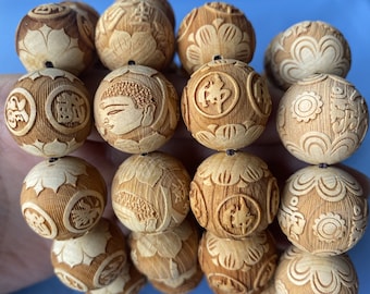 320 Perline In Legno Di Thuja Naturale 8 Mm - Profumate Al Pino Per Bracciali, Collane E Gioielli Fai Da Te