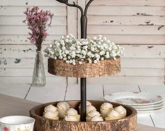 Bird and Birch Two Tiered Tray, pastry display, cupcake stand, coffee station, coffee bar