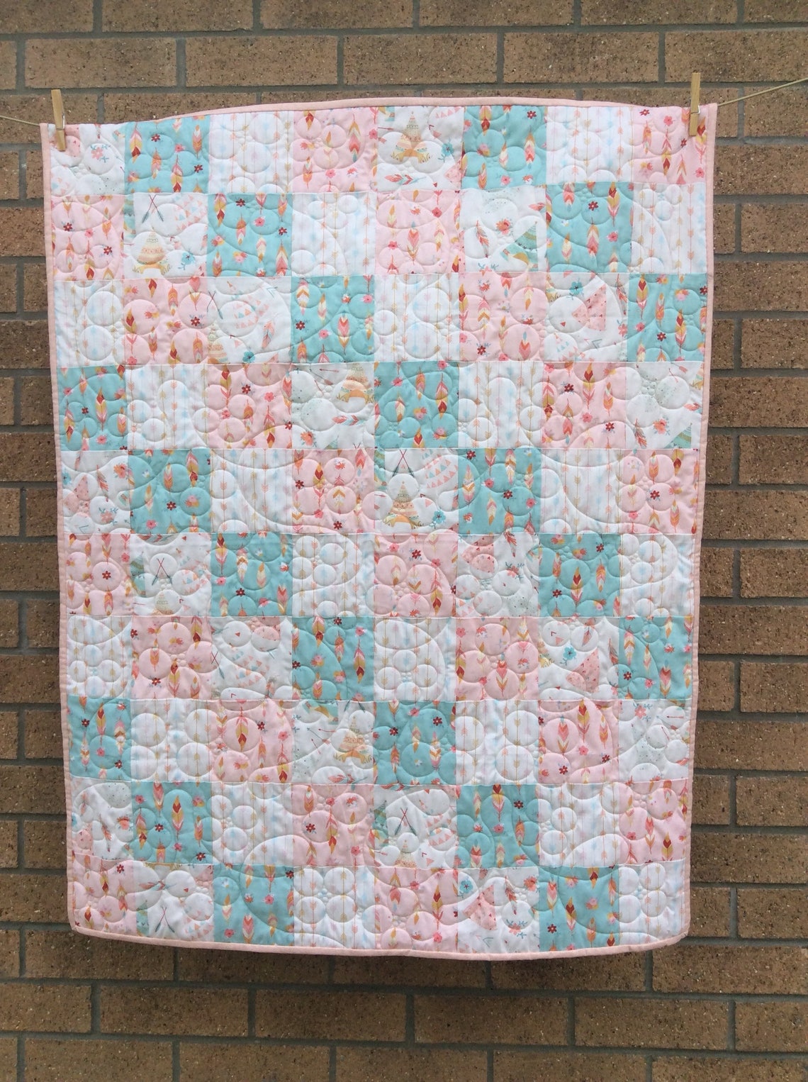 Handmade baby/toddler cot quilt Etsy