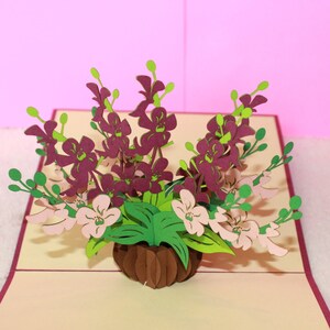Orchidee Pop Up Karte/ Pop Up Orchidee/ Pop Up Karte für jeden Anlass