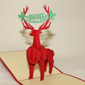 Cartão de Natal Pop Up/ Rena 3D Pop Up