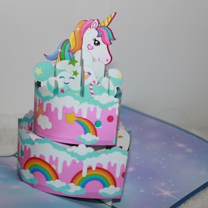 Carte d'anniversaire pop up/ carte licorne pop up/ carte pop up