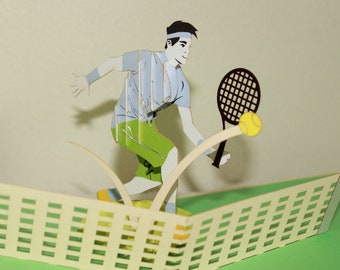 Uitvouwkaart tennisser, cadeau voor tennisliefhebber
