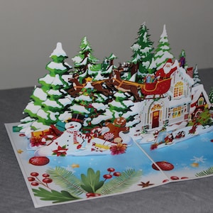 Pop Up Weihnachtskarte/ Weihnachtsszene/ Santa