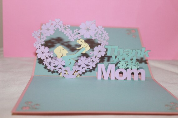Love You Mom Pop-Up Karte Zum Muttertag - Mit Notizkarte & Umschlag, 3D Dankeskarte