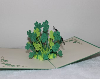 Pop Up Four Leaf Clover/ St. Patrick Day Pop Up card/ Good luck Pop Up Card/ Pop Up Card for any occasion