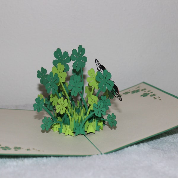 Pop Up Four Leaf Clover/ St. Patrick Day Pop Up card/ Good luck Pop Up Card/ Pop Up Card for any occasion