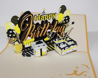 Handmade Pop Up Birthday Card: 5x7 inch with Envelope