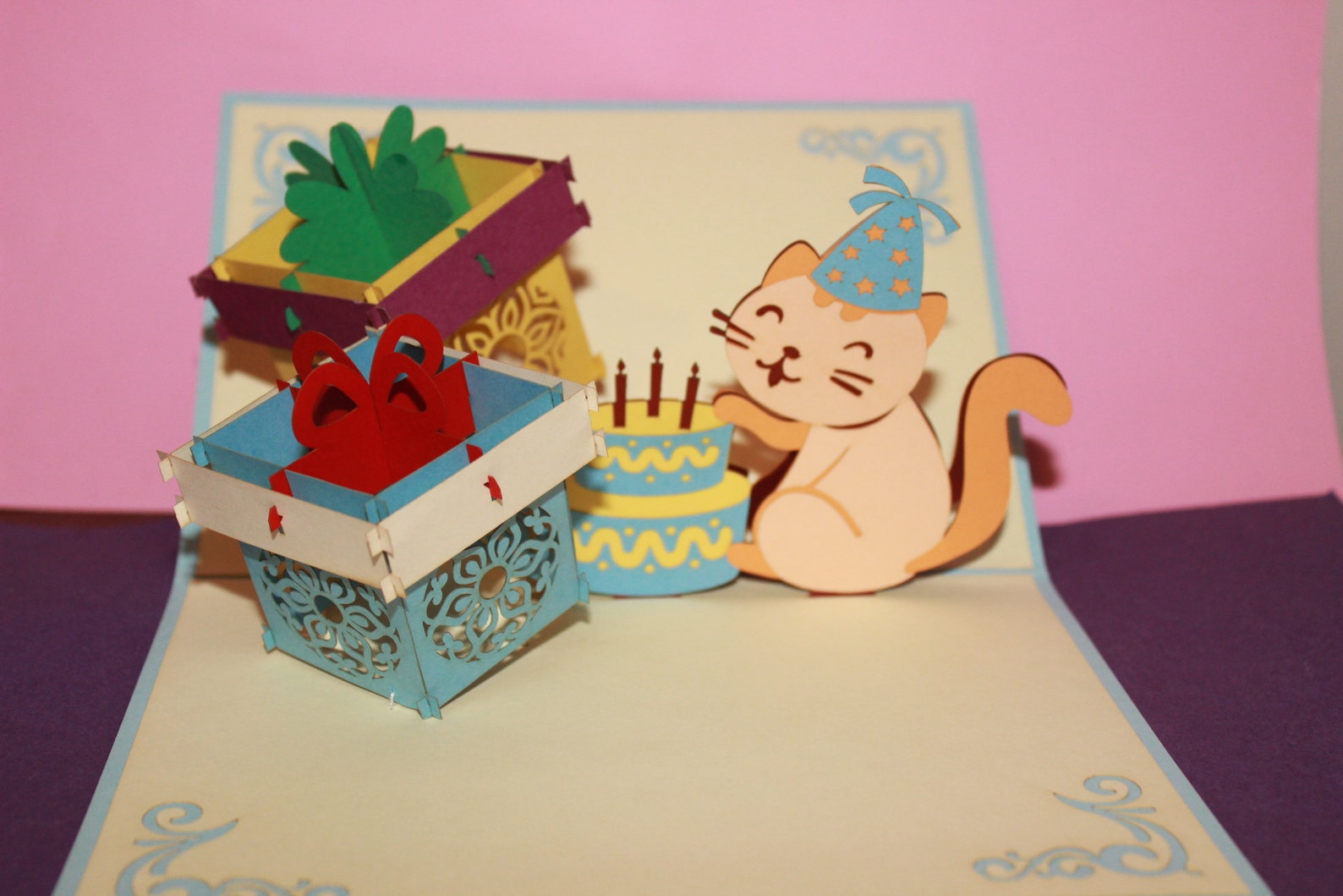 Pop up Birthday Card/ Pop up Cat Birthday Card/ Birthday Card Etsy