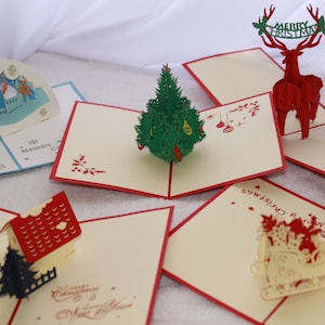 Set aus 5 Pop Up Weihnachtskarten