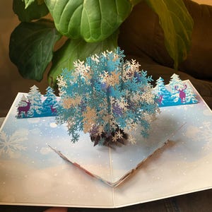 Carte de Noël pop-up/Sapin de Noël et cerfs