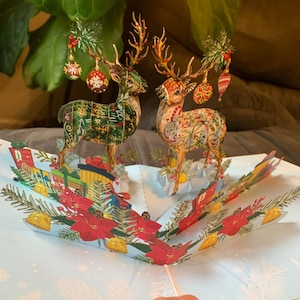 Carte de Noël pop-up/Noël 2 cerfs
