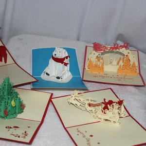 Set aus 5 Pop Up Weihnachtskarten
