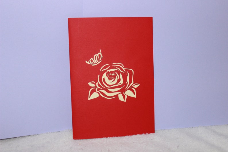 Pop up Card Roses Bouquet 3D Get Well -Thank You Birthday- Wedding- Anniversary