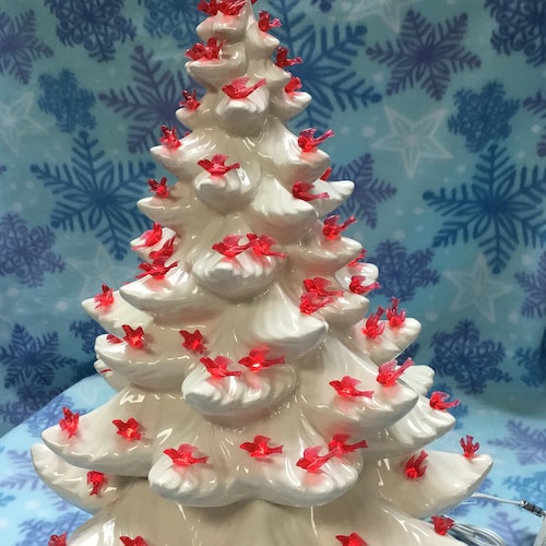 Ceramic Light up Christmas Tree With Cardinals Cardinal Etsy