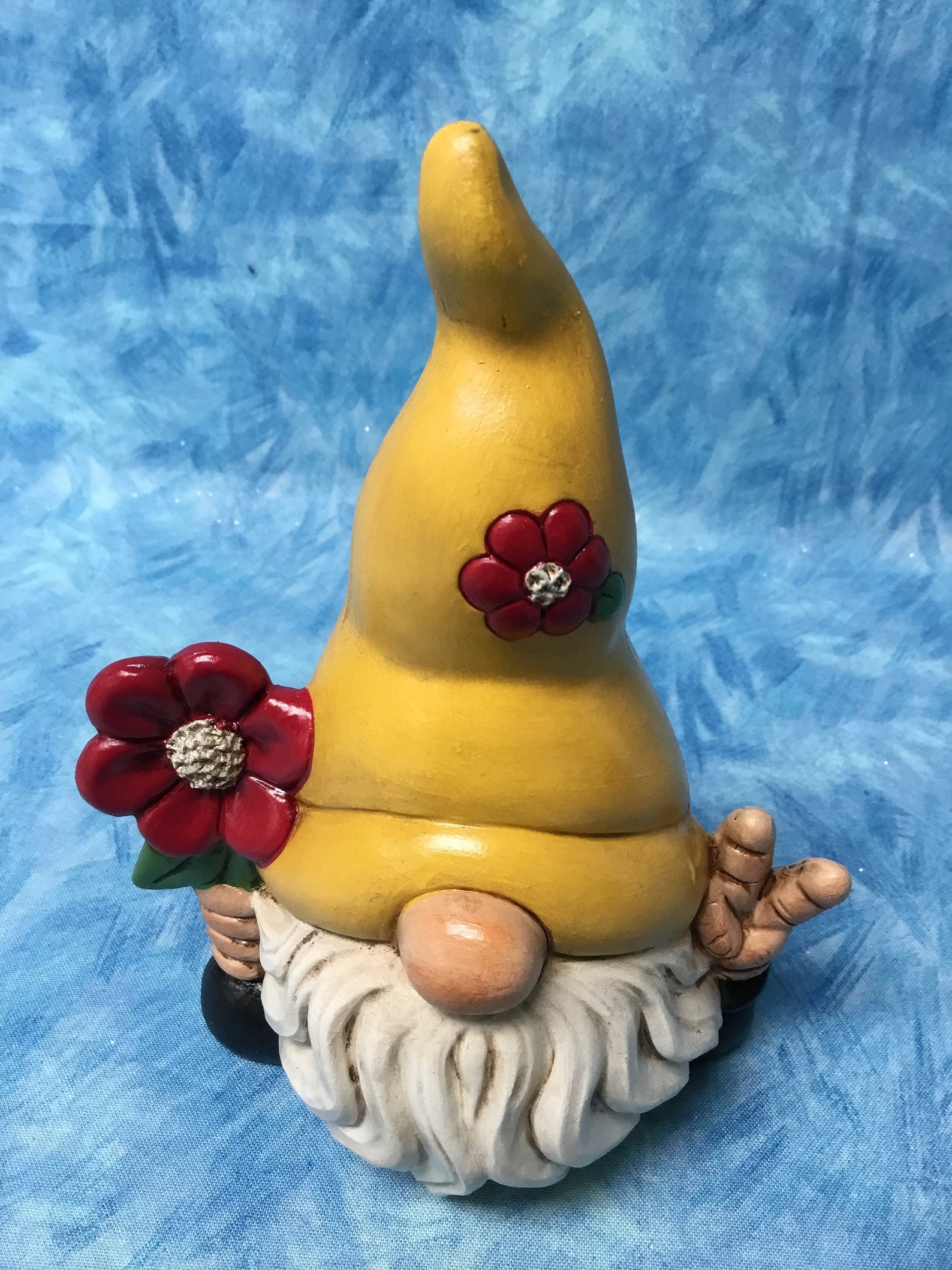 Ceramic Gnome With Flowers Handcrafted Gnome Gnome Gnomie Etsy