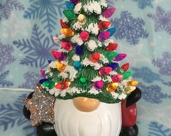 Christmas tree Gnome, ceramic Christmas tree Gnome, Christmas, Gnome, woodsy Gnome, Handcrafted gnome, Gnome for Christmas