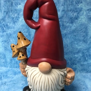 Garden gnome, handcrafted gnome, red gnome, gnome statue, mushroom gnome, tall hat gnome, garden gnome