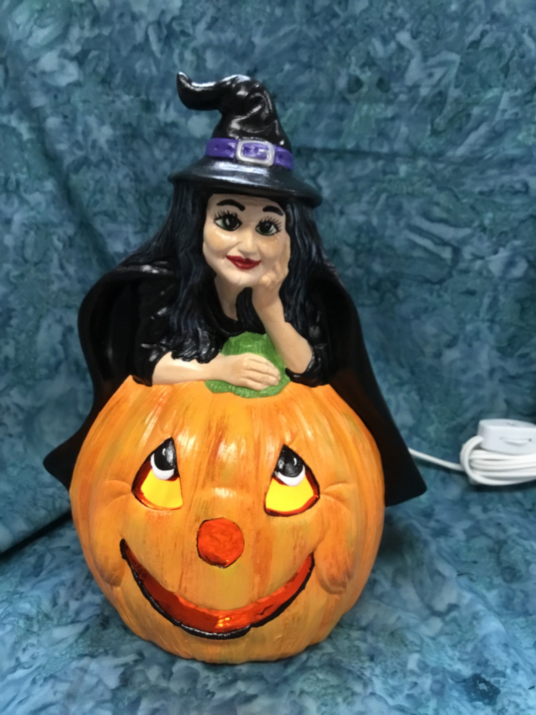 Halloween Witch Witch Ceramic Lighted Witch Pumpkin Witch Etsy